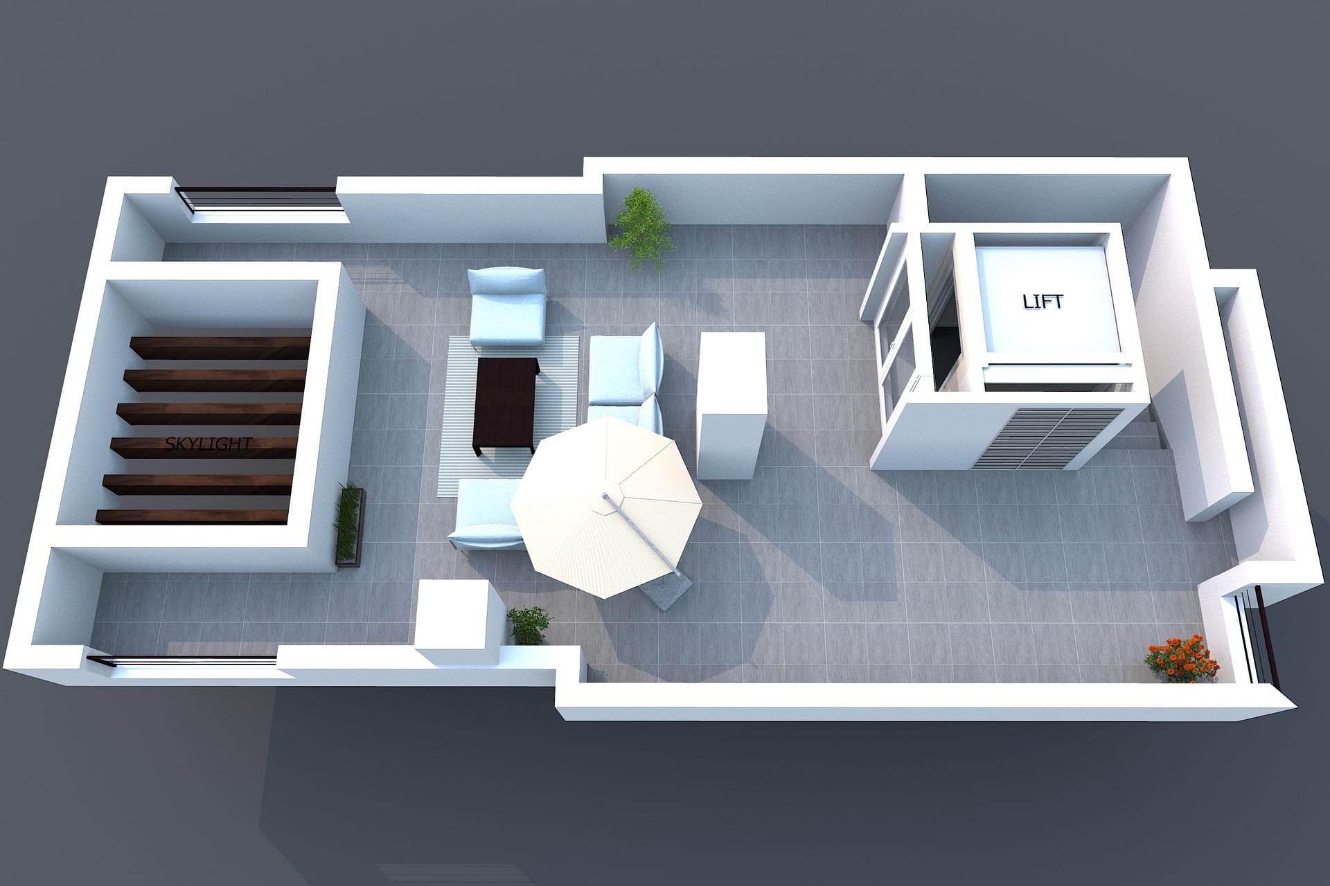 3D Floor Plan Roof Terrace